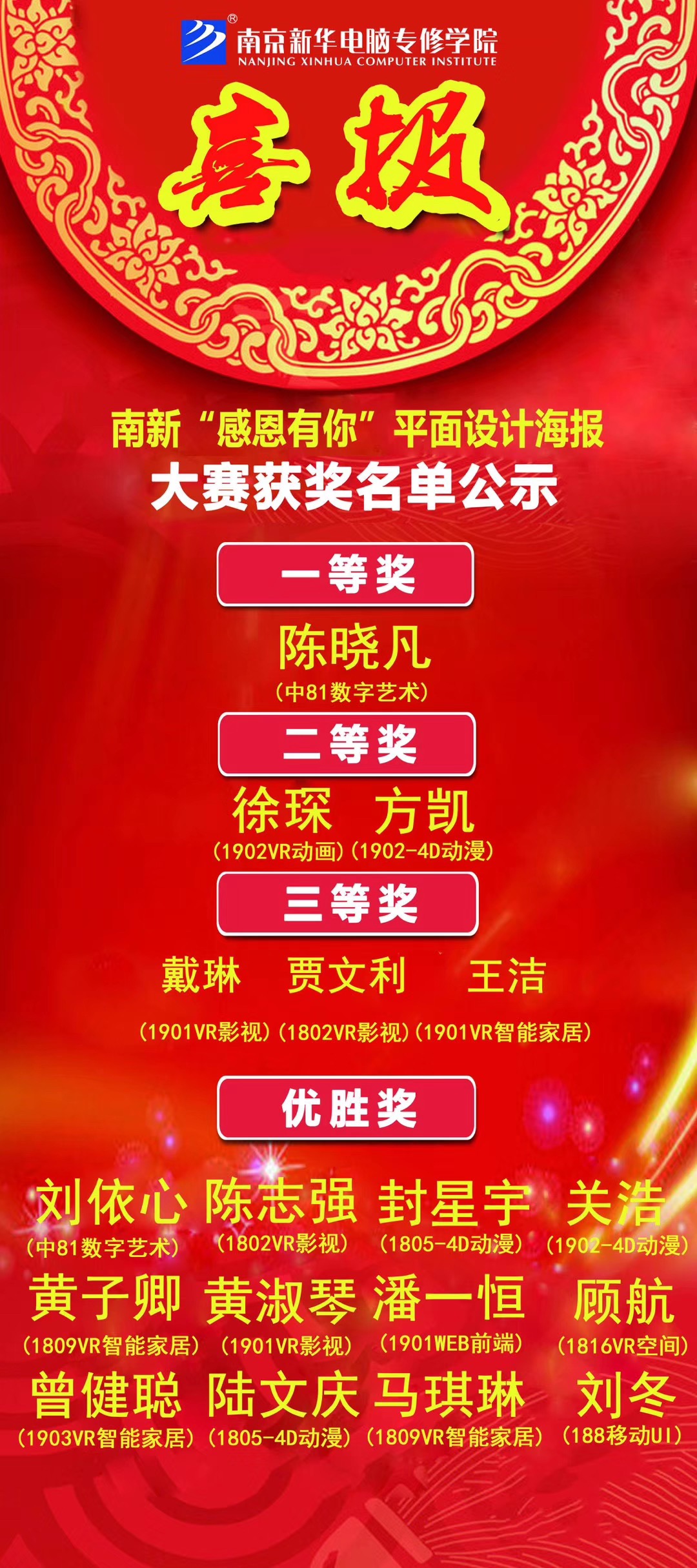 咻！前方為您發(fā)來南京新華“感恩有你”平面海報設(shè)計(jì)大賽的獲獎捷報啦！